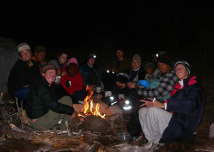 group around campfire