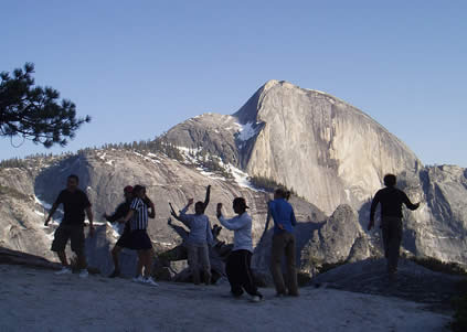 group dancing by half dome